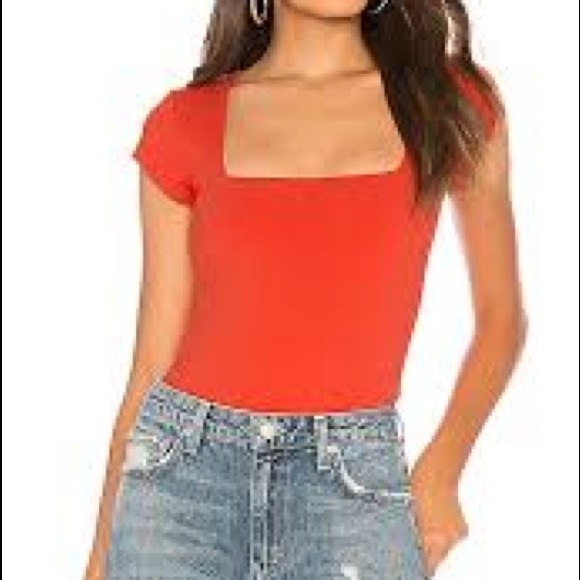 Free People Square Eyes Bodysuit in Red NWT - Picture 4 of 7